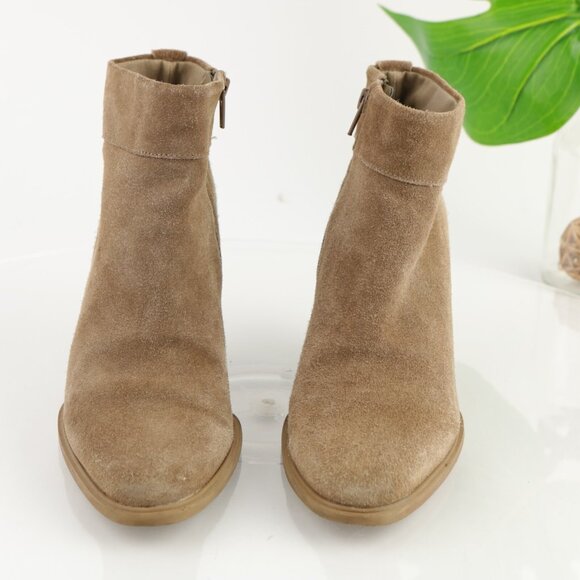 Steve Madden Womens Faander Boot Size 8.5 Tan Taupe Suede Block Heel Bootie - Picture 3 of 11